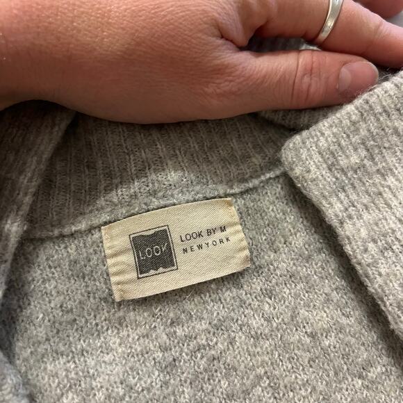 Look By M Gray Knit Soft Oversized Open Style Cardigan Sweater Pockets One Size - Picture 8 of 12